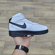 Кроссовки Nike Air Force 1 Mid White Black с мехом, фото 2