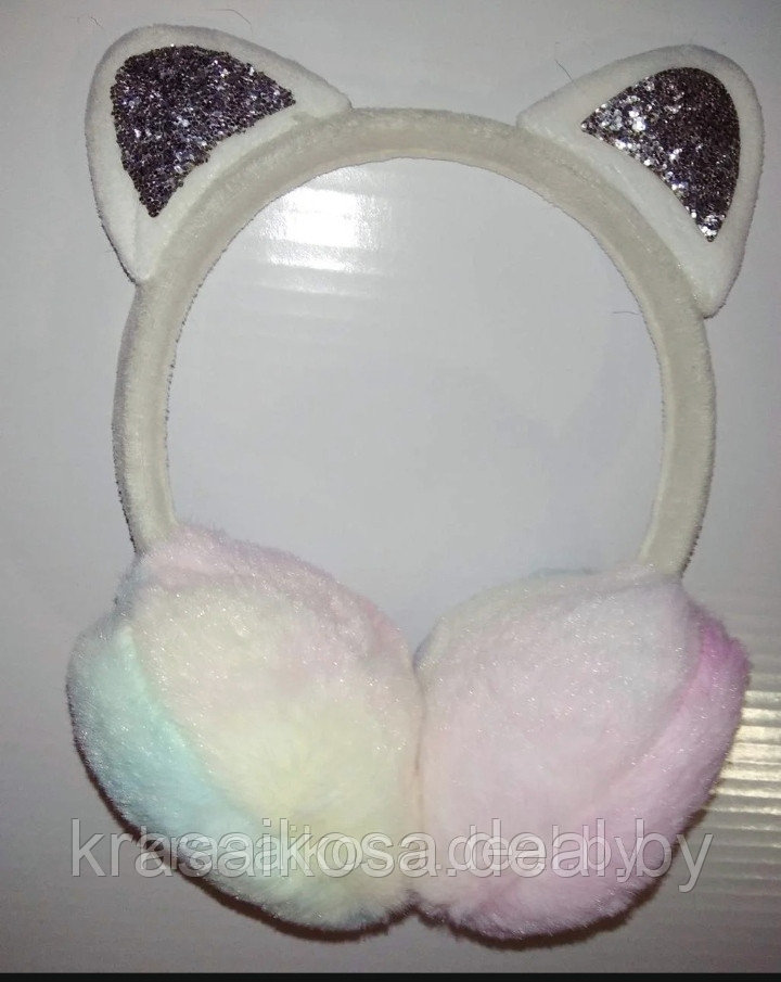 Наушники Разноцветные с ушками Котик для малышек меховые зимние
