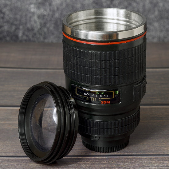 Термокружка объектив c линзой Lens Cup Черная 300 мл - фото 3 - id-p196484047