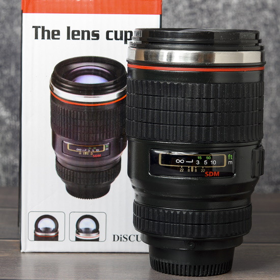 Термокружка объектив c линзой Lens Cup Черная 300 мл - фото 4 - id-p196484047