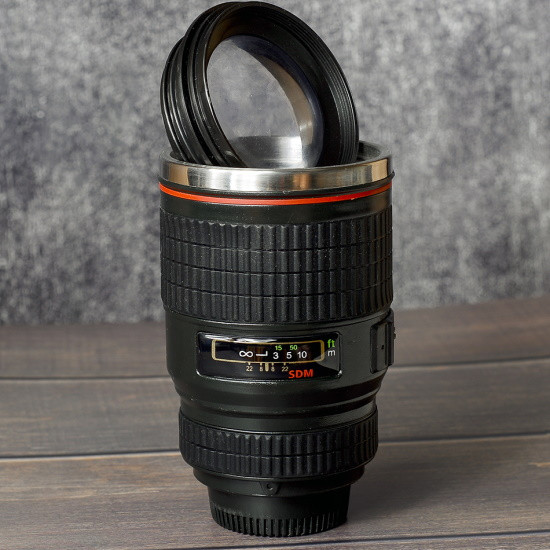 Термокружка объектив c линзой Lens Cup Черная 300 мл - фото 5 - id-p196484047