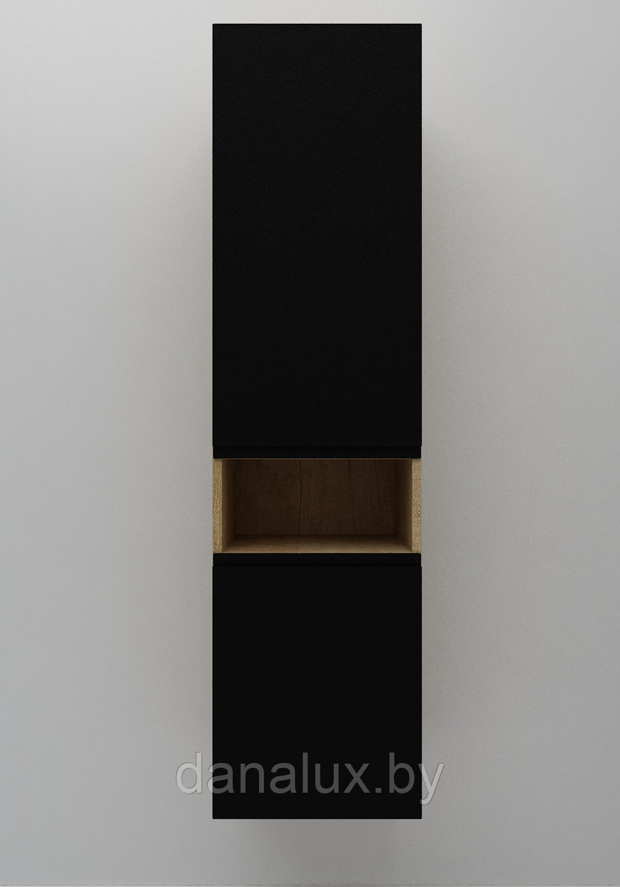 Шкаф-пенал подвесной Дана Оптима 30 П с корзиной (дуб небраска/черный) левый - фото 3 - id-p196486371