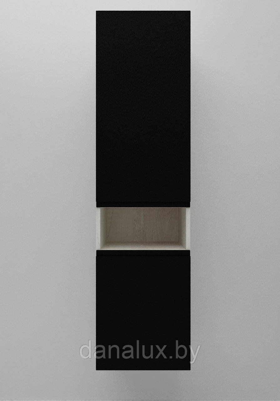 Шкаф-пенал подвесной Дана Оптима 30 П с корзиной (сосна касцина/черный) левый - фото 3 - id-p196486499