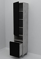 Шкаф-пенал напольный Дана Оптима 45 Н с корзиной (бетон чикаго/черный) левый