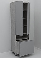 Шкаф-пенал напольный Дана Оптима 60 Н с корзиной (бетон чикаго/оникс серый)