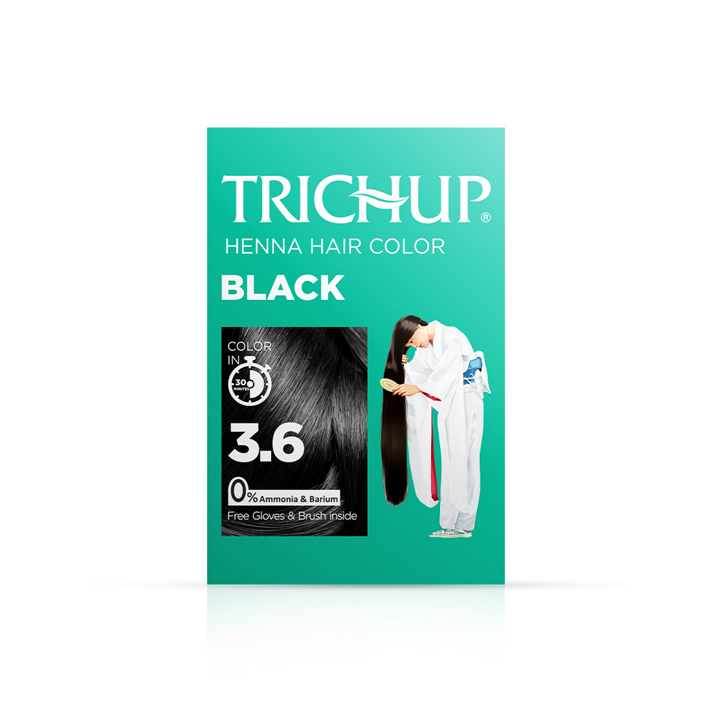 Индийская краска на основе хны Черный тон Trichup, 10 г