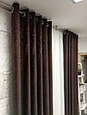 Шторы под мрамор на люверсах темно коричневого цвета высота 250 см (2,5 м) комплект, фото 2