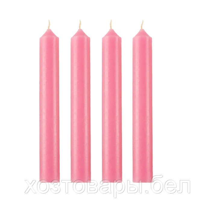 Свеча хозяйственная 50гр розовая, высота 200мм, диаметр 20мм, время горения 6ч - фото 1 - id-p196486805