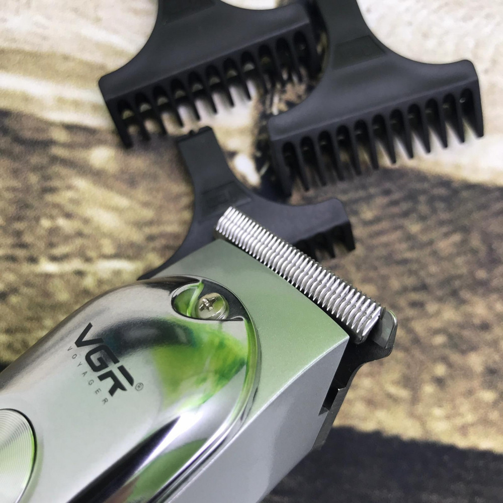 Машинка для стрижки волос, бороды, усов-триммер VGRVoyager V-071 беспроводная аккумуляторная (3 насадки) - фото 10 - id-p179624800