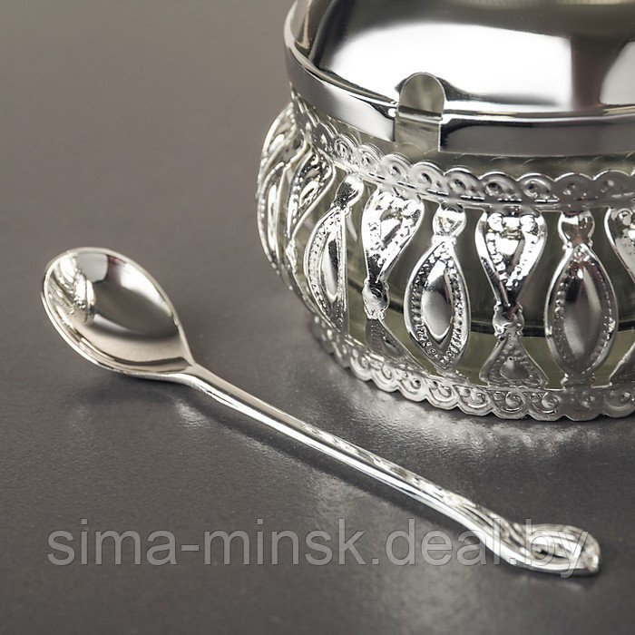 Сахарница «Ажур», 200 мл, 10×10 см, с ложкой, цвет металла серебряный - фото 5 - id-p196496790