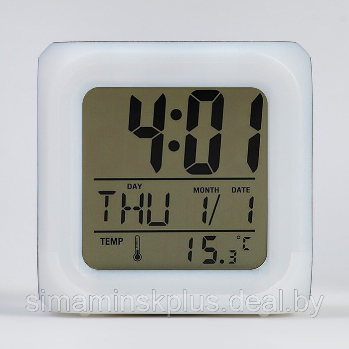Часы электронные настольные "Единорог", будильник, термометр, календарь, подсветка, 8 х 8 см - фото 2 - id-p196498470