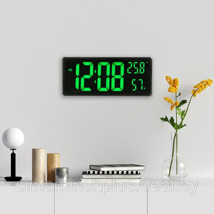 Часы электронные настенные, настольные, с будильником, 36 х 3 х 15 см - фото 2 - id-p196498492