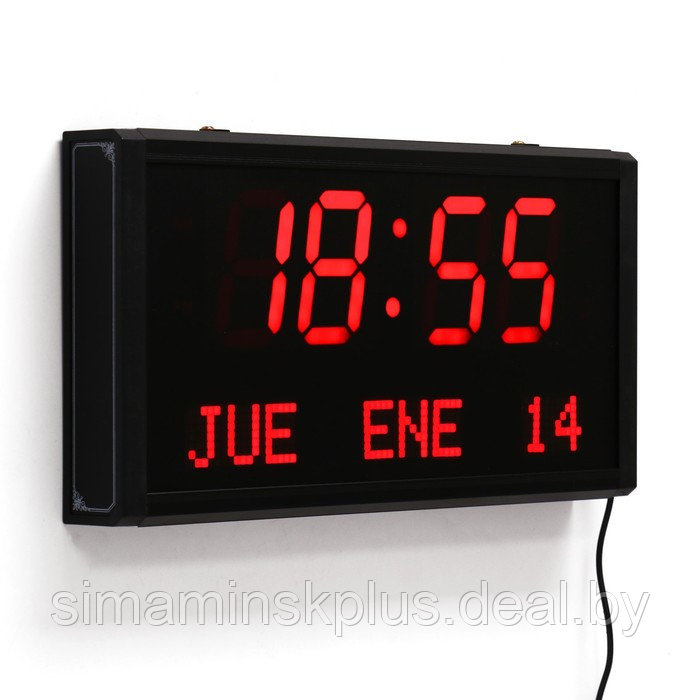 Часы электронные настенные "Соломон", с будильником, 38 х 19 х 5 см, красные цифры - фото 3 - id-p196498494