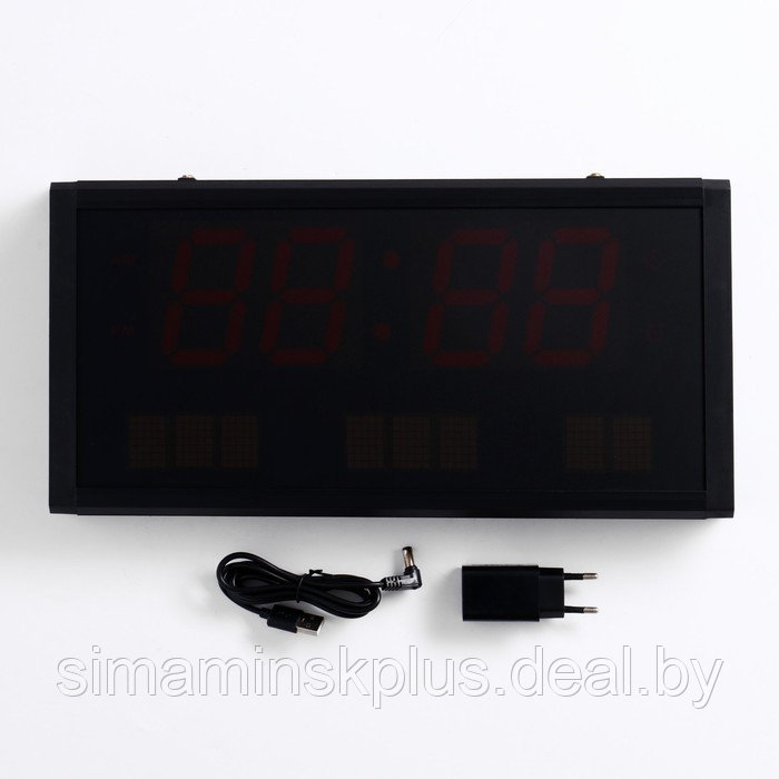 Часы электронные настенные "Соломон", с будильником, 38 х 19 х 5 см, красные цифры - фото 5 - id-p196498494