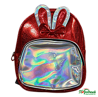 Голографический рюкзак Ушки Зайчика Красный