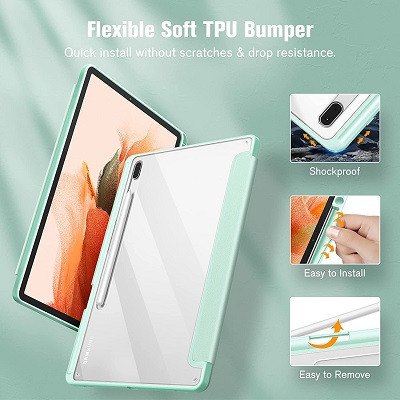 Защитный чехол Acrylic TPU Case с креплением для стилуса фиолетовый для Samsung Galaxy Tab S7 FE - фото 3 - id-p196542548