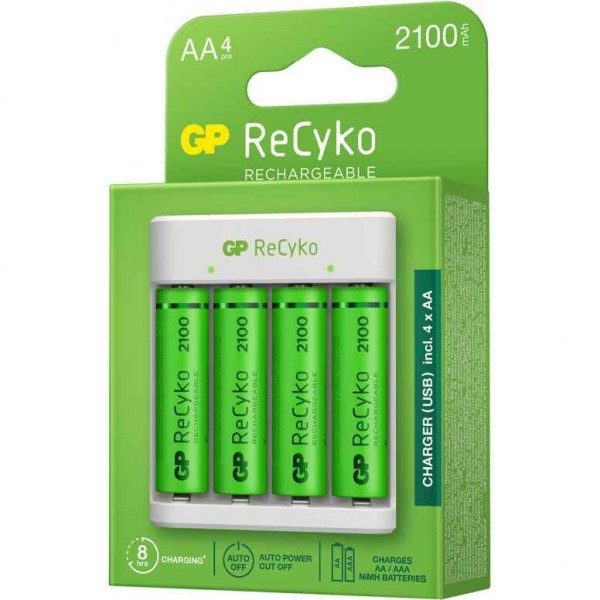 Зарядное устройство GP ReCyko E411 + акб 2100 mAh (4 шт) - фото 1 - id-p196072641