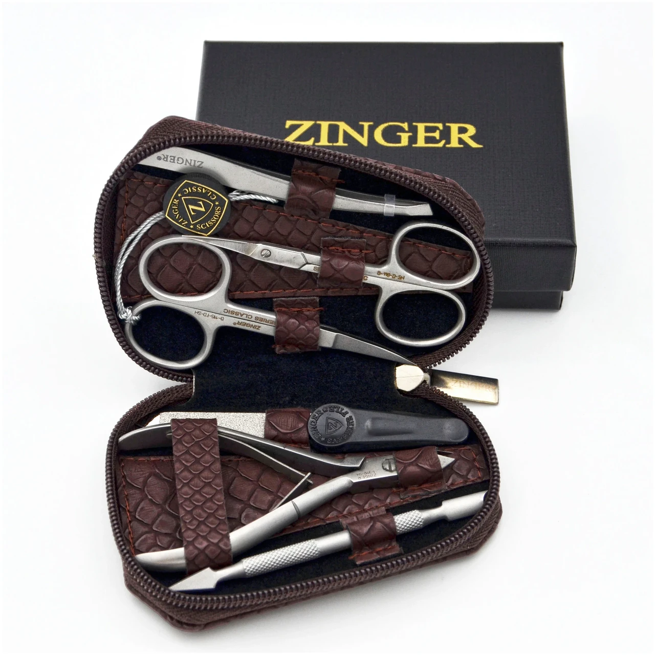 Маникюрный набор Zinger 7103 (6 предметов) КОРИЧНЕВАЯ ЗМЕЯ - фото 1 - id-p196543963