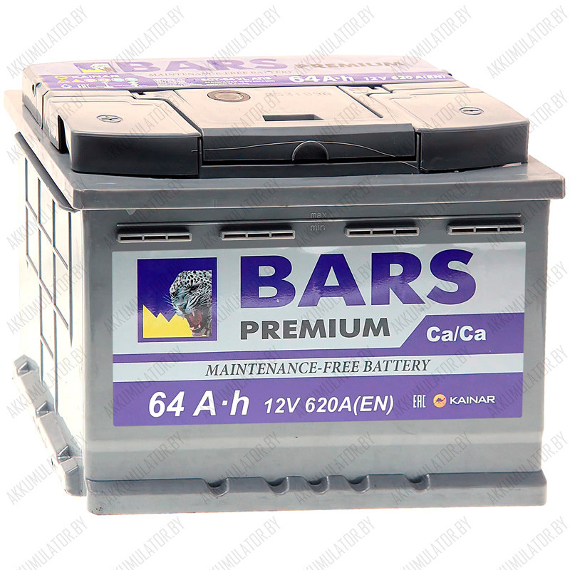Аккумулятор Bars Premium / 64Ah / 620А / Прямая полярность