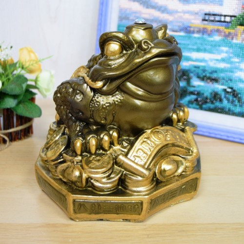 Статуэтка жаба на монетах феншуй бронза 20см арт. ДС-007СК - фото 1 - id-p190735469