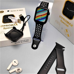 Набор Умные часы I7PROMAX Special Watch Series 8 2022 (копия) наушники AirPods (зарядный кейс, силиконовые - фото 1 - id-p193904579