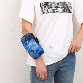 Спортивная сумка чехол SPORTS Music для телефона на руку, камуфляжный принт Синий - фото 1 - id-p181586919