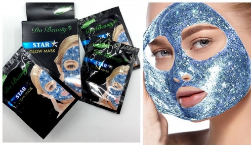 Маска для лица Do beauty Star glow mask, упаковка 10 масок по 18 гр. С синим глиттером (снимает воспаления и - фото 1 - id-p181593165