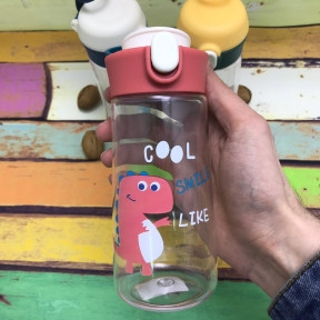 Пластиковая детская бутылка для воды Дино, 350 мл Красный Dino, фото 1