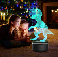 3 D Creative Desk Lamp (Настольная лампа голограмма 3Д, ночник) Динозавр