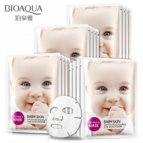 Тканевая освежающая маска для упругости кожи с коллагеном BioAqua Baby Skin Soft White Moisturizing Mask, 30 - фото 1 - id-p181593206