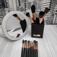 Набор кистей Premium класса с подставкой BH Signature Rose Gold 13 (кистей) Piece Brush Set Стильный чёрный с