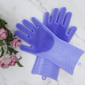 Многофункциональные силиконовые перчатки Magic Brush Фиолетовые - фото 1 - id-p181592081