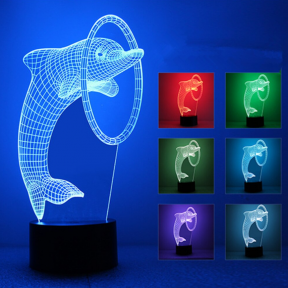 3 D Creative Desk Lamp (Настольная лампа голограмма 3Д, ночник) Дельфин - фото 1 - id-p181592087