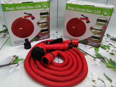 Шланг саморасширяемый садовый для воды Magic Garden Hose (2.8m - 13.5m) NEW ОРИГИНАЛ с пулевизатором Красный - фото 1 - id-p181587028