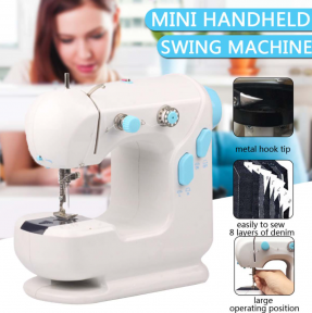 Мини швейная машинка Mini Sewing Machine модель 308 (Двойная скорость, двойная строчка) - фото 1 - id-p181587037