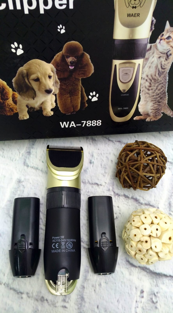 Профессиональная машинка для стрижки собак и кошек Waer professional pet clipper WA-7888 (4 насадки) - фото 6 - id-p190048075