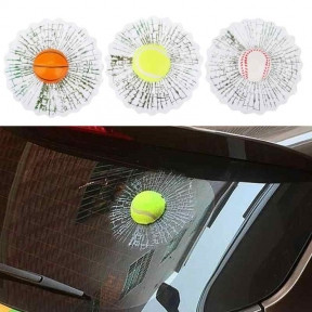 Разыграй друга Силиконовая 3D наклейка на автомобиль Разбитое стекло Теннисный мяч - фото 1 - id-p181596587