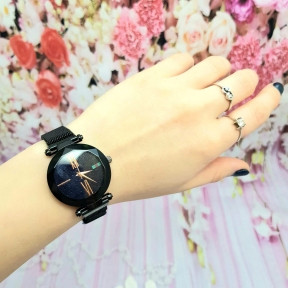 Стильные женские часы Hannah Martin на магнитном ремешке Черный алмаз - фото 1 - id-p181594563