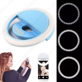 Кольцо для селфи (лампа подсветка) Selfie Ring Light RK-12, USB, 3 свет.режима Голубое - фото 1 - id-p181594647