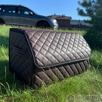 Автомобильный органайзер Кофр в багажник LUX CARBOX Усиленные стенки (размер 50х30см) Коричневый с коричневой