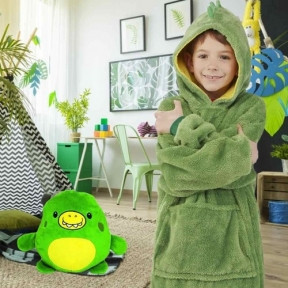 Детский плед толстовка халат - игрушка 2 в 1 Huggle Pets Hoodie Зеленый динозаврик - фото 1 - id-p181592255