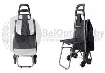 Сумка-тележка хозяйственная с тройными колесами со стульчиком (до 80кг) для покупок. Легко катить по прямой - фото 1 - id-p181592279
