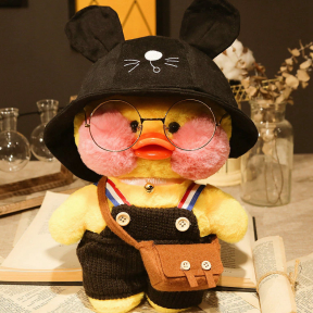 Мягкая игрушка уточка Лалафанфан (Lalafanfan duck), плюшевая уточка кукла в очках TikTok/ТикТок, фото 1