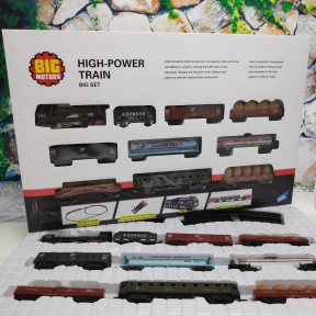Игровой набор Big Motors Железная дорога локомотив и 9 вагонов (звук, пар, свет). Живые фото