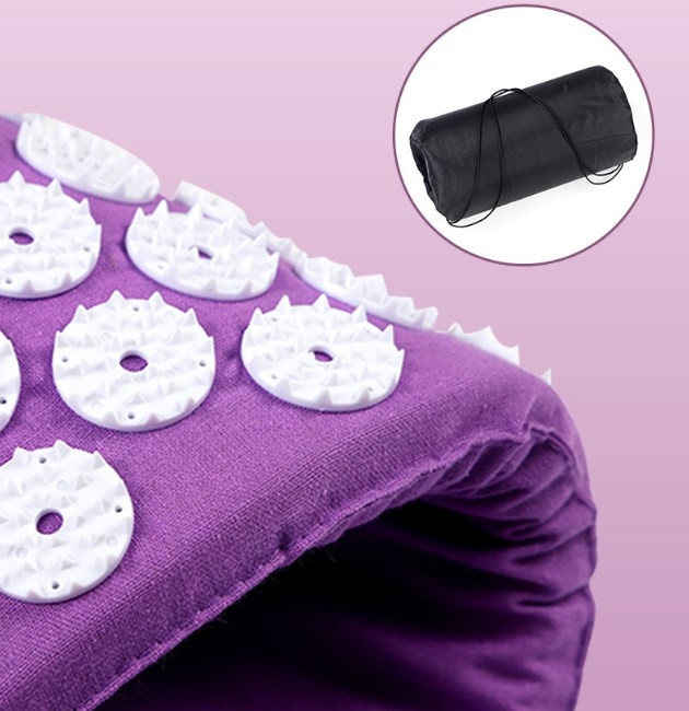 Акупунктурный коврик (коврик для акупунктурного массажа) Acupressure Mat, в коробке Фуксия - фото 3 - id-p181593501