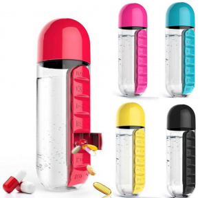 Таблетница-органайзер на каждый день Pill Vitamin Organizer с бутылкой для воды Красный - фото 1 - id-p181587498