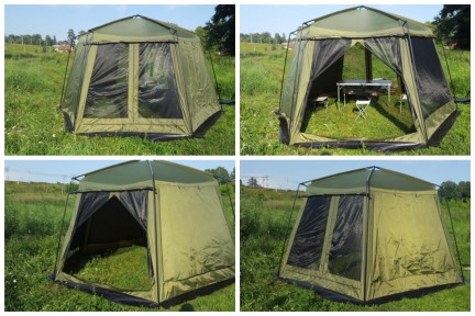 Палатка-шатер шестиугольный каркас-сталь 430x147x230см LANYU 1629 Улучшенный - фото 1 - id-p181591348