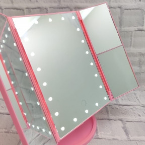 НОВИНКА Зеркало Superstar Magnifying Mirror для макияжа с LED-подсветкой Розовое - фото 1 - id-p181591358