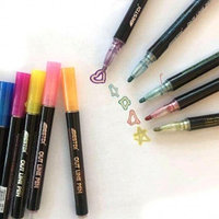 Набор цветных блестящих контурных маркеров/ фломастеров Outline Pen двойная линия Магия мерцающего серебра. 12