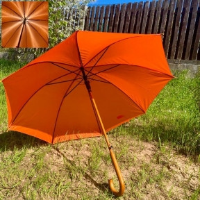 Зонт-трость универсальный Arwood Полуавтоматический / деревянная ручка Оранжевый - фото 1 - id-p185297307